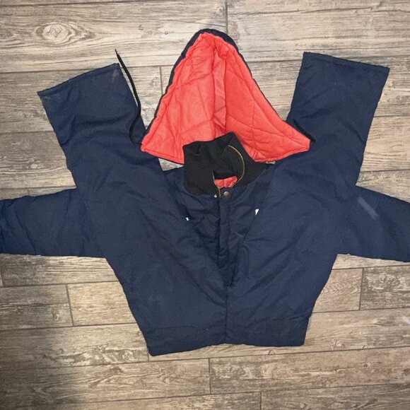 VINTAGE WearGuard Coveralls Hood Small Short Blue Canvas Insulated USA "AT &T" - Picture 12 of 12